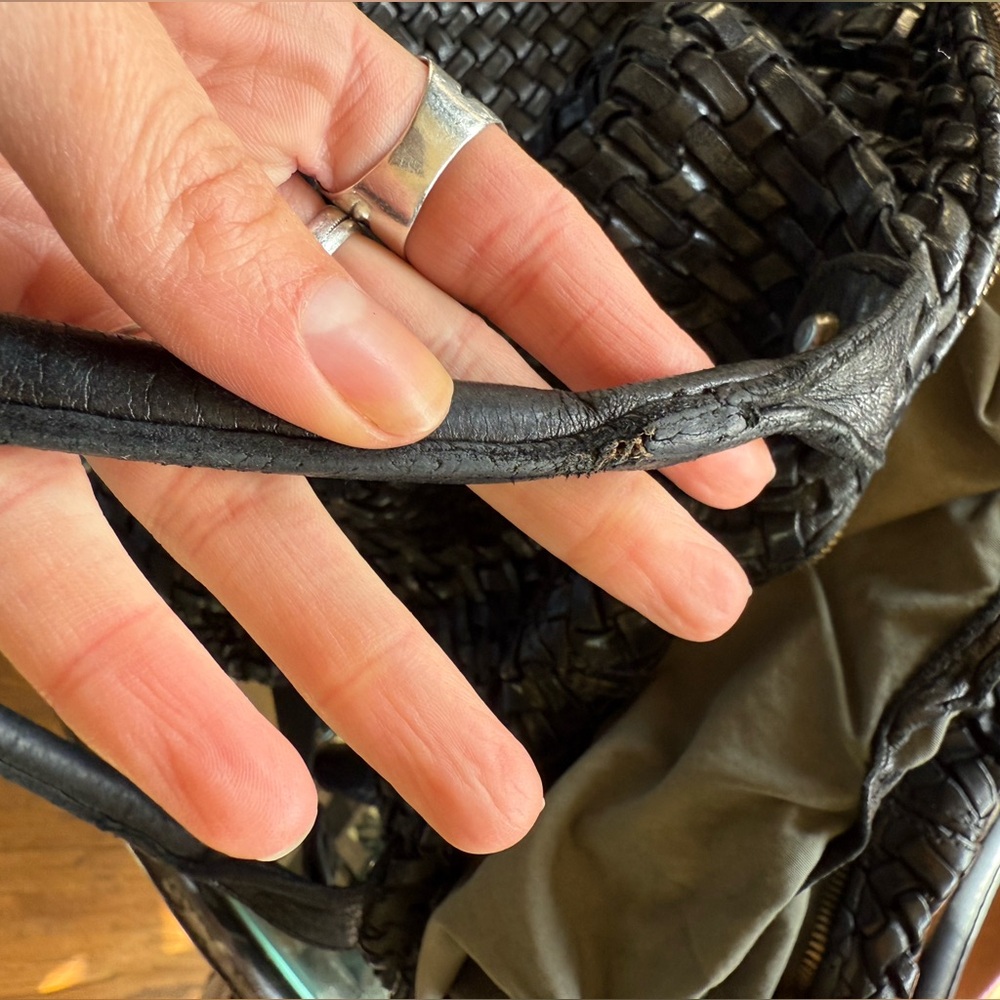 Langellotti made in Italy Black Woven leather LARGE Bag purse - Picture 10 of 10
